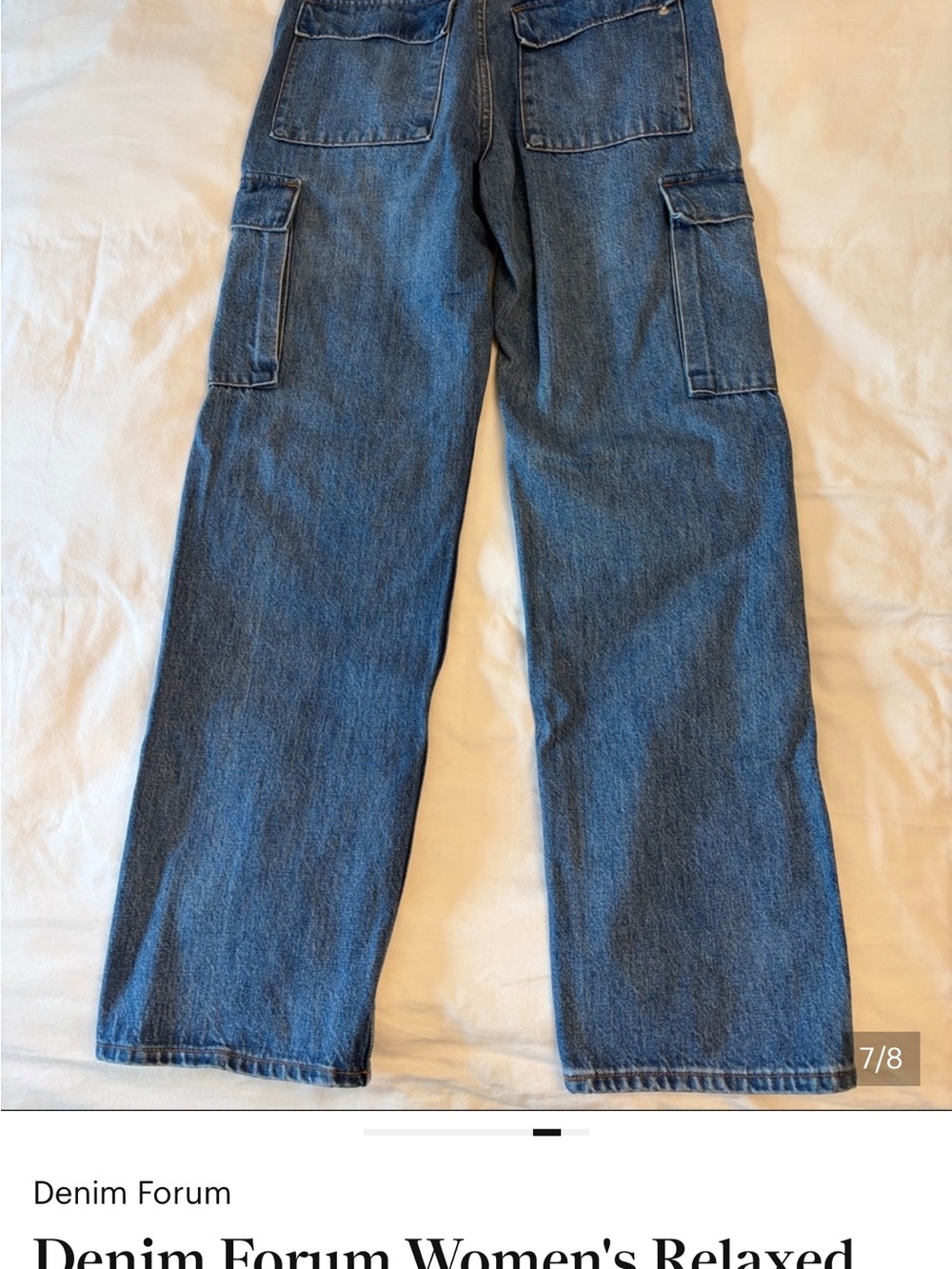 Denim Forum Straight-Leg Relaxed Cargo Jeans - Blue - Picture 7 of 7